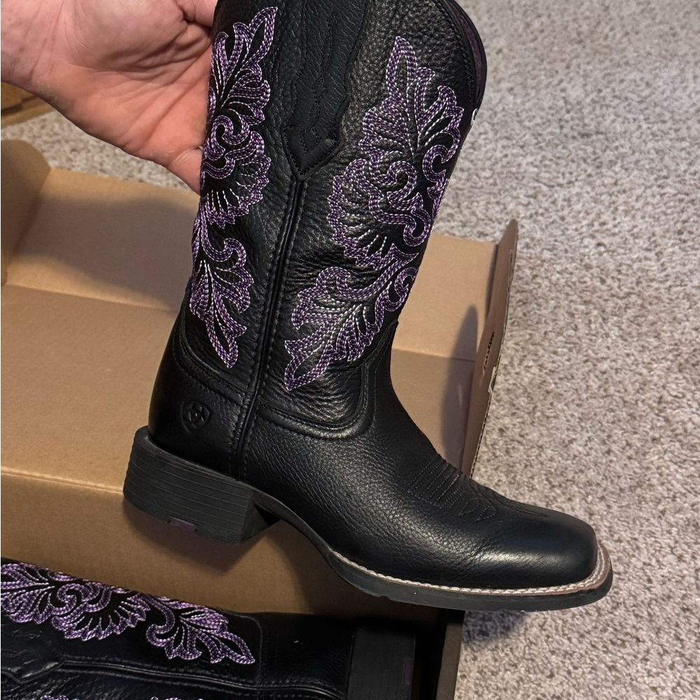Ariat Women's Black Boots with Purple Embroidery